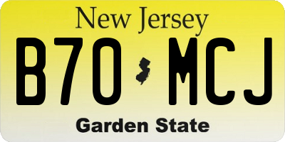 NJ license plate B70MCJ