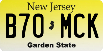 NJ license plate B70MCK