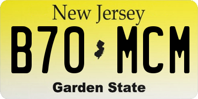 NJ license plate B70MCM