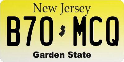 NJ license plate B70MCQ