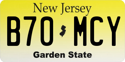 NJ license plate B70MCY