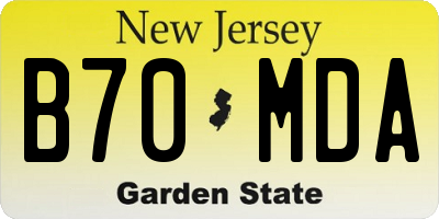 NJ license plate B70MDA