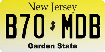 NJ license plate B70MDB