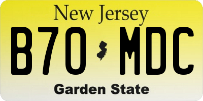 NJ license plate B70MDC