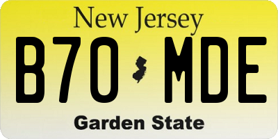 NJ license plate B70MDE