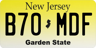 NJ license plate B70MDF