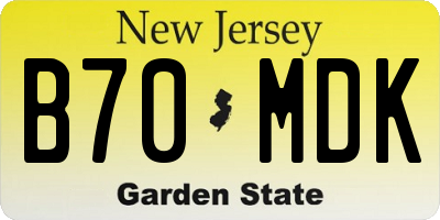 NJ license plate B70MDK