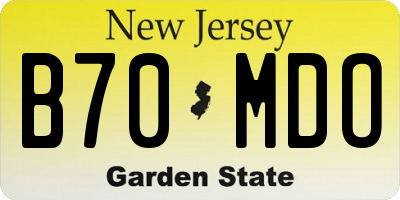 NJ license plate B70MDO
