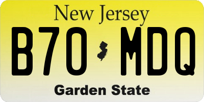 NJ license plate B70MDQ