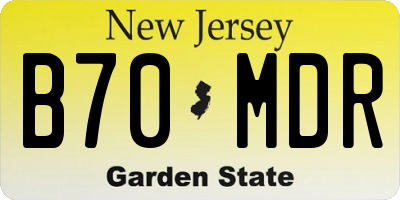 NJ license plate B70MDR