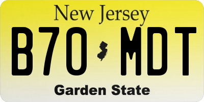 NJ license plate B70MDT