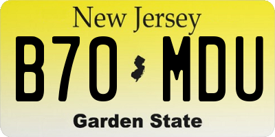 NJ license plate B70MDU