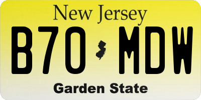 NJ license plate B70MDW
