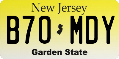 NJ license plate B70MDY
