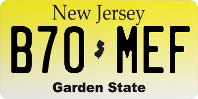 NJ license plate B70MEF