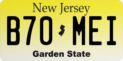 NJ license plate B70MEI