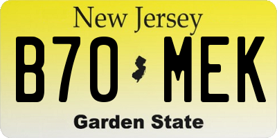 NJ license plate B70MEK