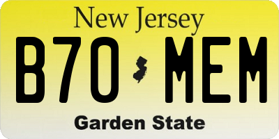 NJ license plate B70MEM