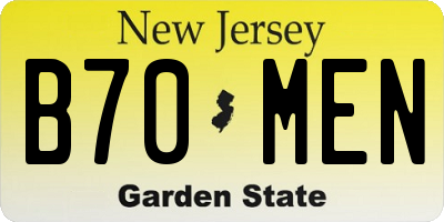 NJ license plate B70MEN