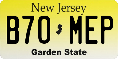 NJ license plate B70MEP