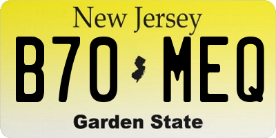 NJ license plate B70MEQ
