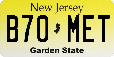 NJ license plate B70MET