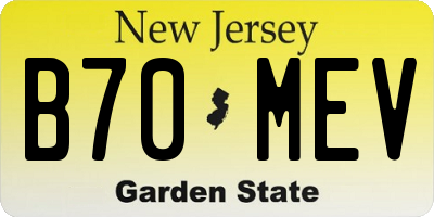 NJ license plate B70MEV