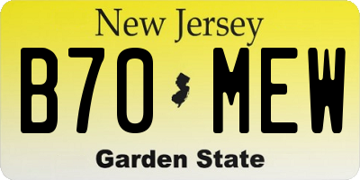 NJ license plate B70MEW