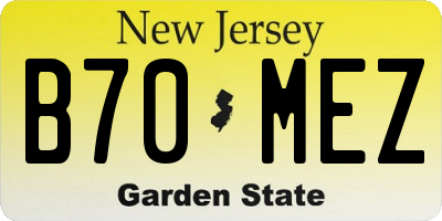 NJ license plate B70MEZ
