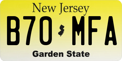 NJ license plate B70MFA