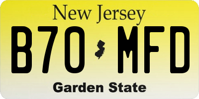 NJ license plate B70MFD