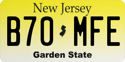 NJ license plate B70MFE