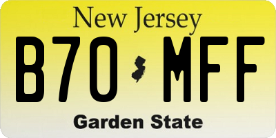 NJ license plate B70MFF