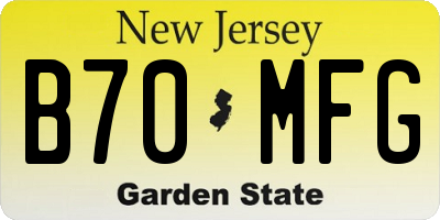 NJ license plate B70MFG