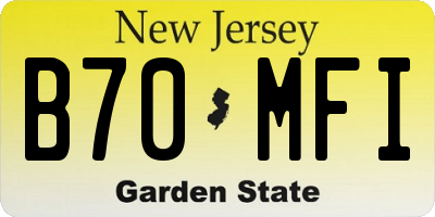 NJ license plate B70MFI