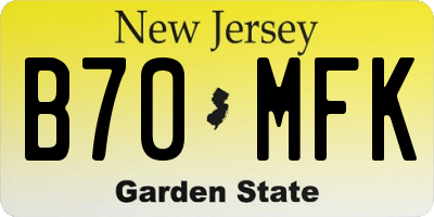 NJ license plate B70MFK