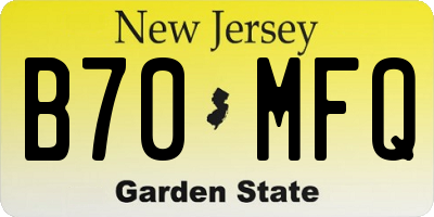 NJ license plate B70MFQ