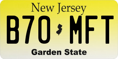NJ license plate B70MFT