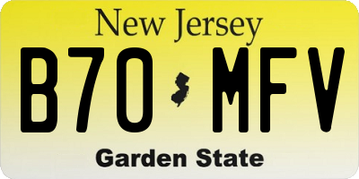 NJ license plate B70MFV