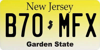 NJ license plate B70MFX