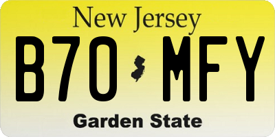 NJ license plate B70MFY