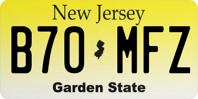 NJ license plate B70MFZ
