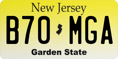 NJ license plate B70MGA