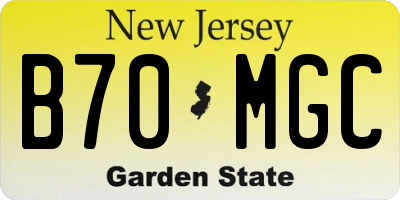 NJ license plate B70MGC