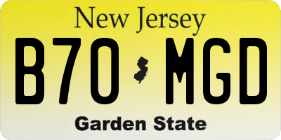NJ license plate B70MGD
