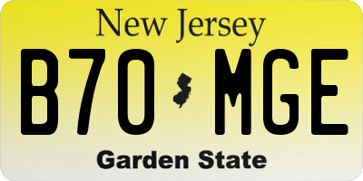 NJ license plate B70MGE