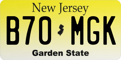 NJ license plate B70MGK