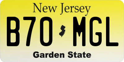 NJ license plate B70MGL