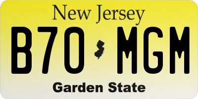 NJ license plate B70MGM