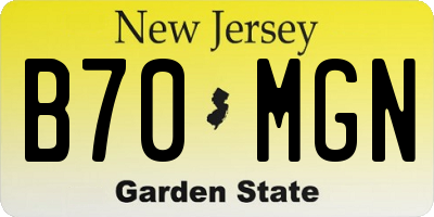 NJ license plate B70MGN